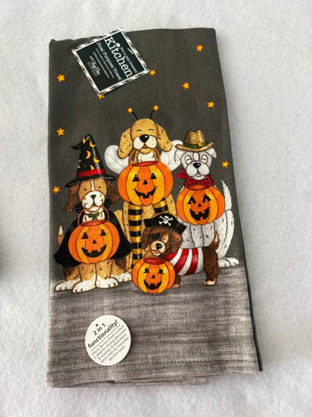 Kay Dee Halloween Dogs Kitchen Tea Towel Cotton and Terry Cloth